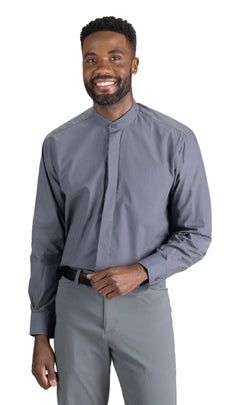 BANDED COLLAR MENS SHIRT