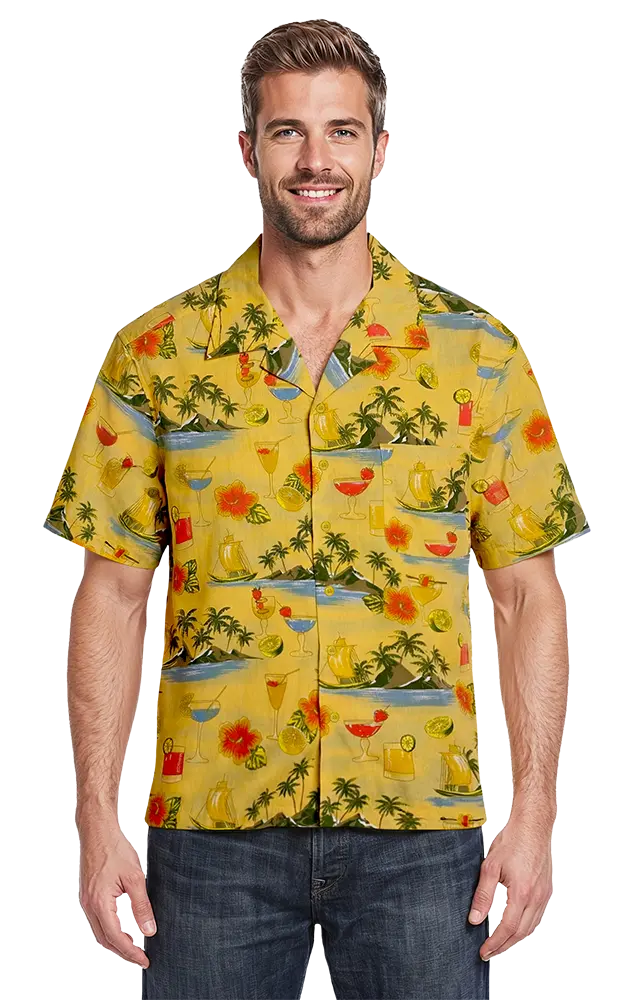 BG3104 - Cocktail Print Camp Shirt