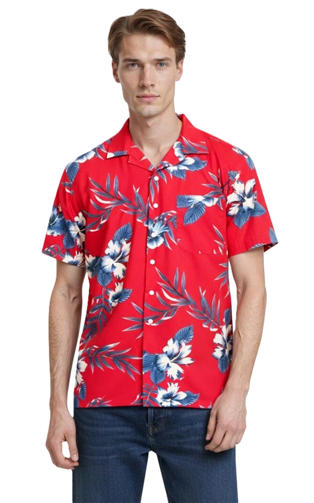 BG3106 - Hibiscus Print Camp Shirt