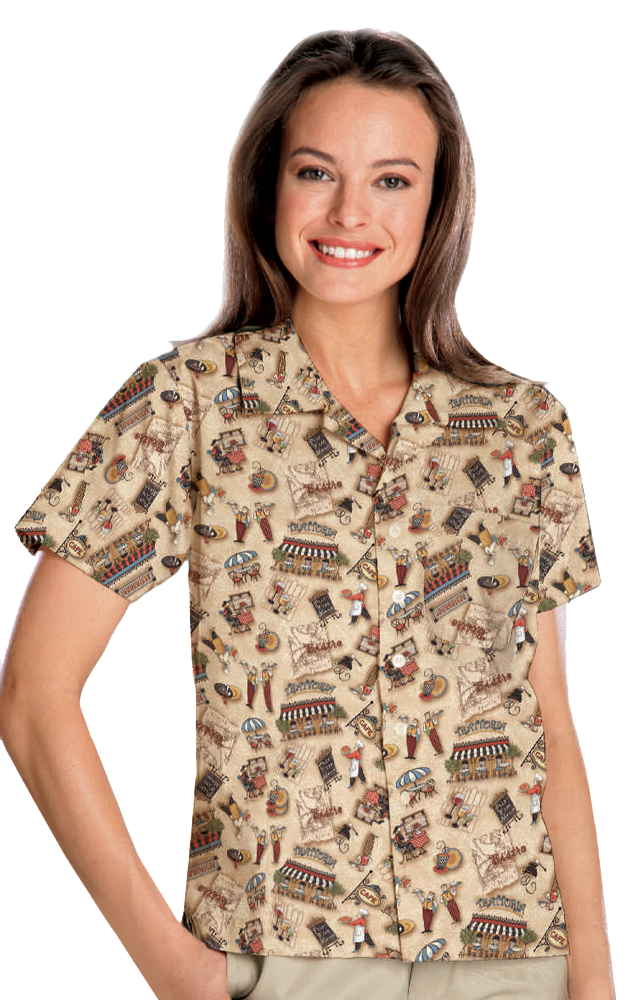 BG3108 - Bistro Print Camp Shirt