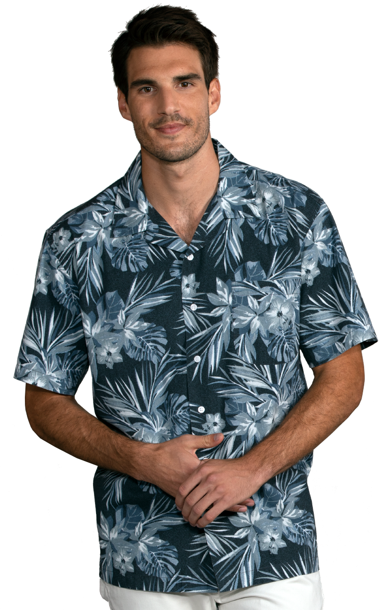 BG3109 - Adult Short-Sleeve Indigo Breeze Camp Shirt