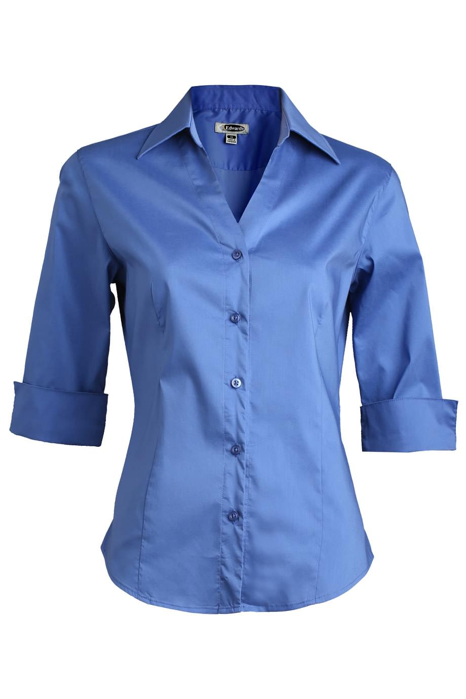 EDWARDS STRETCH BROADCLOTH THREE QUARTER SLEEVE LADIES SHIRT