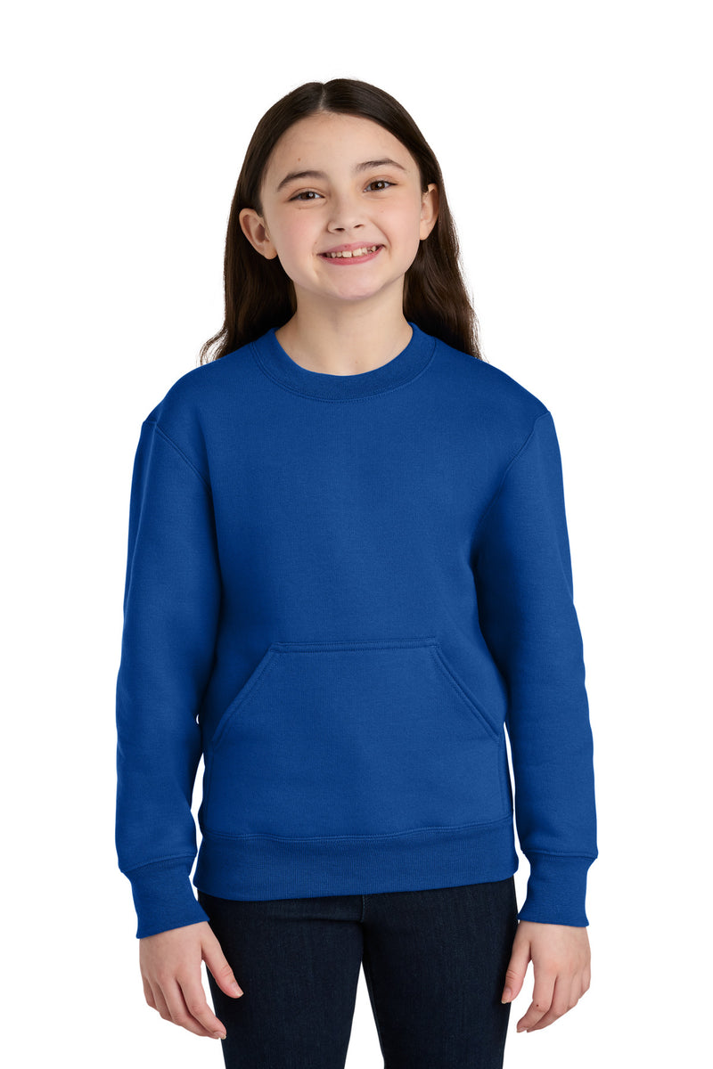 Port & Co ™  Youth Core Fleece Crewneck Pocket Sweatshirt PC78YPKT